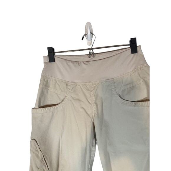 Prana Cream Maternity Cotton Blend Cropped Capri Pants Women Sz S - Picture 3 of 11